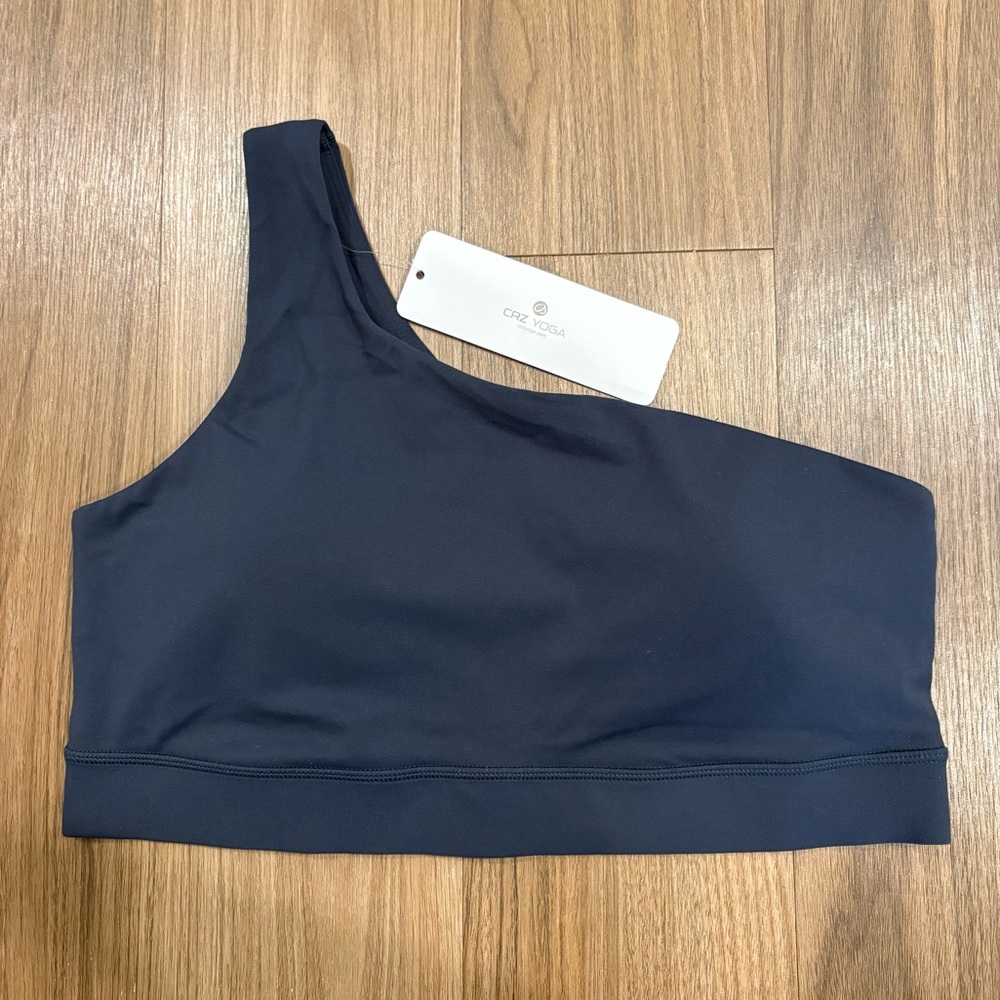 NEW CRZ YOGA Butterluxe One Shoulder Sports Bras for Women Dark Green #5 Size XL - Picture 3 of 11